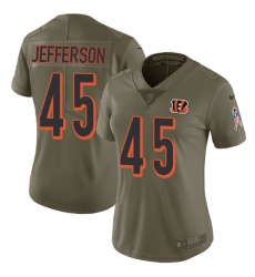 Women's Nike Cincinnati Bengals #45 Malik Jefferson Limited Olive 2017 Salute to Service NFL Jersey