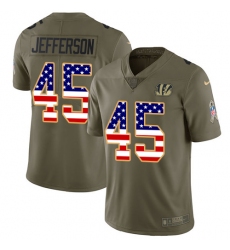 Youth Nike Cincinnati Bengals #45 Malik Jefferson Limited Olive USA Flag 2017 Salute to Service NFL Jersey