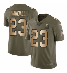 Men's Nike Cleveland Browns #23 Damarious Randall Limited Olive/Gold 2017 Salute to Service NFL Jersey