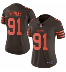 Women's Nike Cleveland Browns #91 Chad Thomas Limited Brown Rush Vapor Untouchable NFL Jersey