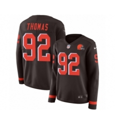 Women's Nike Cleveland Browns #92 Chad Thomas Limited Brown Therma Long Sleeve NFL Jersey
