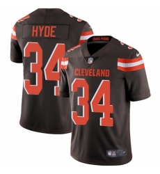 Men's Nike Cleveland Browns #34 Carlos Hyde Brown Team Color Vapor Untouchable Limited Player NFL Jersey