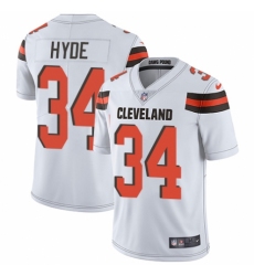 Men's Nike Cleveland Browns #34 Carlos Hyde White Vapor Untouchable Limited Player NFL Jersey