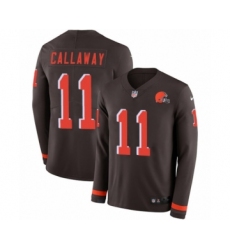Men's Nike Cleveland Browns #11 Antonio Callaway Limited Brown Therma Long Sleeve NFL Jersey