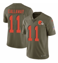 Men's Nike Cleveland Browns #11 Antonio Callaway Limited Olive 2017 Salute to Service NFL Jersey