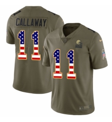 Men's Nike Cleveland Browns #11 Antonio Callaway Limited Olive/USA Flag 2017 Salute to Service NFL Jersey