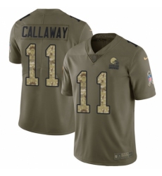 Youth Nike Cleveland Browns #11 Antonio Callaway Limited Olive/Camo 2017 Salute to Service NFL Jersey