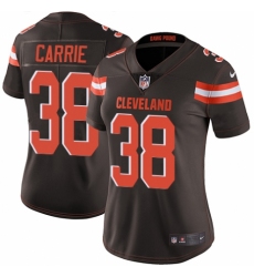 Women's Nike Cleveland Browns #38 T. J. Carrie Brown Team Color Vapor Untouchable Limited Player NFL Jersey