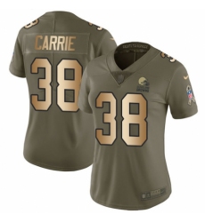 Women's Nike Cleveland Browns #38 T. J. Carrie Limited Olive/Gold 2017 Salute to Service NFL Jersey