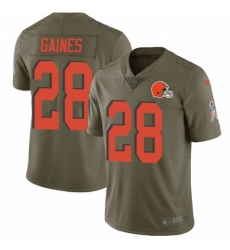 Men's Nike Cleveland Browns #28 E.J. Gaines Limited Olive 2017 Salute to Service NFL Jersey