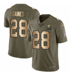 Men's Nike Cleveland Browns #28 E.J. Gaines Limited Olive/Gold 2017 Salute to Service NFL Jersey