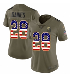 Women's Nike Cleveland Browns #28 E.J. Gaines Limited Olive/USA Flag 2017 Salute to Service NFL Jersey