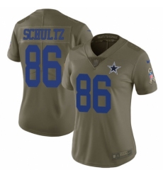 Women's Nike Dallas Cowboys #86 Dalton Schultz Limited Olive 2017 Salute to Service NFL Jersey