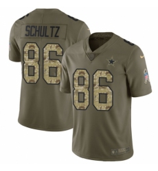 Youth Nike Dallas Cowboys #86 Dalton Schultz Limited Olive/Camo 2017 Salute to Service NFL Jersey
