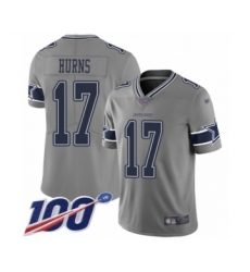 Men's Dallas Cowboys #17 Allen Hurns Limited Gray Inverted Legend 100th Season Football Jersey