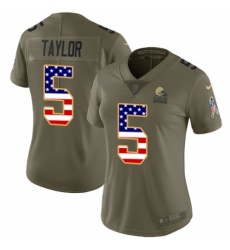 Women's Nike Cleveland Browns #5 Tyrod Taylor Limited Olive/USA Flag 2017 Salute to Service NFL Jersey