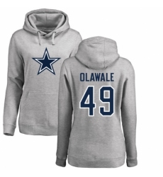 NFL Women's Nike Dallas Cowboys #49 Jamize Olawale Ash Name & Number Logo Pullover Hoodie