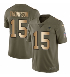 Men's Nike Dallas Cowboys #15 Deonte Thompson Limited Olive/Gold 2017 Salute to Service NFL Jersey