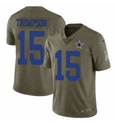 Youth Nike Dallas Cowboys #15 Deonte Thompson Limited Olive 2017 Salute to Service NFL Jersey