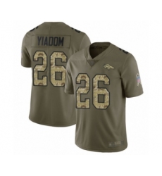 Men's Denver Broncos #26 Isaac Yiadom Limited Olive Camo 2017 Salute to Service Football Jersey