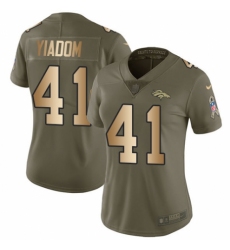 Women's Nike Denver Broncos #41 Isaac Yiadom Limited Olive/Gold 2017 Salute to Service NFL Jersey