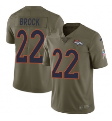 Men's Nike Denver Broncos #22 Tramaine Brock Limited Olive 2017 Salute to Service NFL Jersey