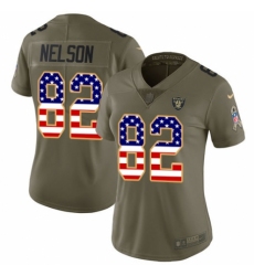 Women's Nike Oakland Raiders #82 Jordy Nelson Limited Olive/USA Flag 2017 Salute to Service NFL Jersey
