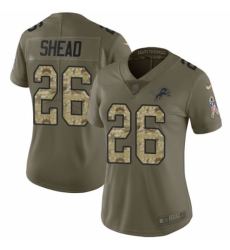 Women's Nike Detroit Lions #26 DeShawn Shead Limited Olive/Camo Salute to Service NFL Jersey