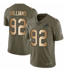 Men's Nike Detroit Lions #92 Sylvester Williams Limited Olive/Gold Salute to Service NFL Jersey
