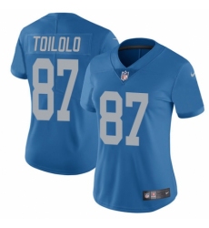 Women's Nike Detroit Lions #87 Levine Toilolo Blue Alternate Vapor Untouchable Limited Player NFL Jersey