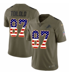 Youth Nike Detroit Lions #87 Levine Toilolo Limited Olive/USA Flag Salute to Service NFL Jersey