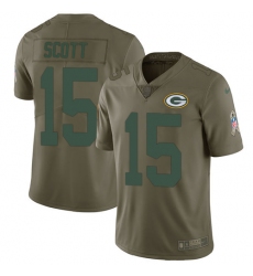 Men's Nike Green Bay Packers #15 JK Scott Limited Olive 2017 Salute to Service NFL Jersey