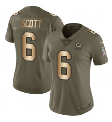 Women's Nike Green Bay Packers #6 JK Scott Limited Olive Gold 2017 Salute to Service NFL Jersey