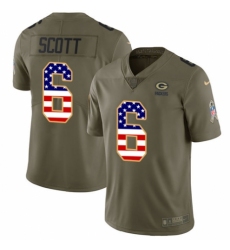 Youth Nike Green Bay Packers #6 JK Scott Limited Olive/USA Flag 2017 Salute to Service NFL Jersey