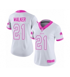 Women's Detroit Lions #21 Tracy Walker Limited White Pink Rush Fashion Football Jersey