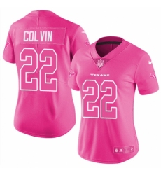 Women's Nike Houston Texans #22 Aaron Colvin Limited Pink Rush Fashion NFL Jersey