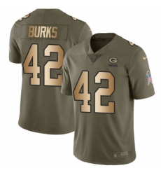 Men's Nike Green Bay Packers #42 Oren Burks Limited Olive/Gold 2017 Salute to Service NFL Jersey