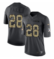 Men's Nike Indianapolis Colts #28 Marshall Faulk Limited Black 2016 Salute to Service NFL Jersey