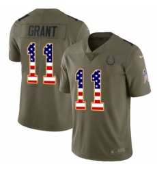 Youth Nike Indianapolis Colts #11 Ryan Grant Limited Olive/USA Flag 2017 Salute to Service NFL Jersey