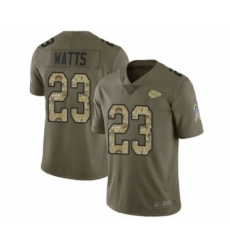 Men's Kansas City Chiefs #23 Armani Watts Limited Olive Camo 2017 Salute to Service Football Jersey