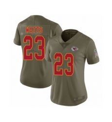 Women's Kansas City Chiefs #23 Armani Watts Limited Olive 2017 Salute to Service Football Jersey