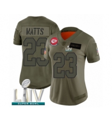 Women's Kansas City Chiefs #23 Armani Watts Limited Olive 2019 Salute to Service Super Bowl LIV Bound Football Jersey