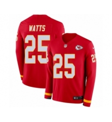 Youth Nike Kansas City Chiefs #25 Armani Watts Limited Red Therma Long Sleeve NFL Jersey