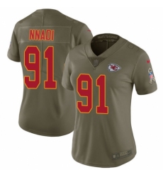 Women's Nike Kansas City Chiefs #91 Derrick Nnadi Limited Olive 2017 Salute to Service NFL Jersey