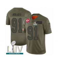 Youth Kansas City Chiefs #91 Derrick Nnadi Limited Olive 2019 Salute to Service Super Bowl LIV Bound Football Jersey