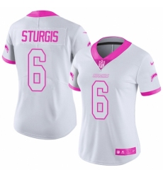 Women's Nike Los Angeles Chargers #6 Caleb Sturgis Limited White/Pink Rush Fashion NFL Jersey