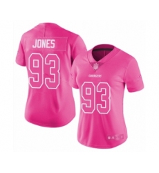 Women's Los Angeles Chargers #93 Justin Jones Limited Pink Rush Fashion Football Jersey