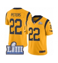 Men's Nike Los Angeles Rams #22 Marcus Peters Limited Gold Rush Vapor Untouchable Super Bowl LIII Bound NFL Jersey