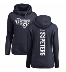 NFL Women's Nike Los Angeles Rams #22 Marcus Peters Navy Blue Backer Pullover Hoodie