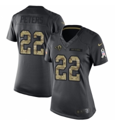 Women's Nike Los Angeles Rams #22 Marcus Peters Limited Black 2016 Salute to Service NFL Jersey